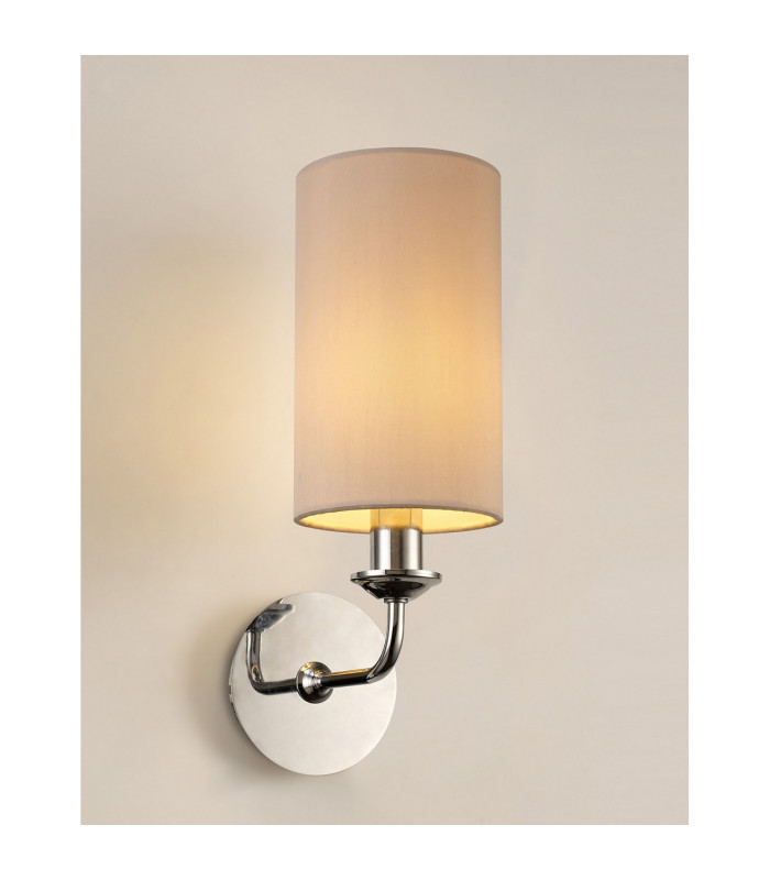 Banyan Switched Wall Lamp E14 Polished Chrome With 12cm Dual Faux Silk Shade Nude Beige/Moonlight-2