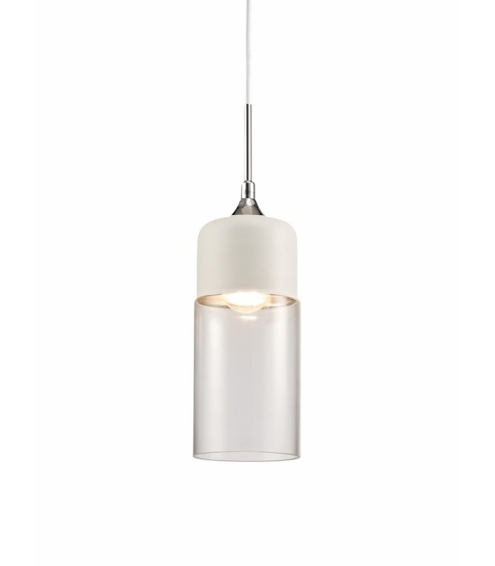 Tube Ceiling Pendant 1 Light E27 White, Clear Glass - 4