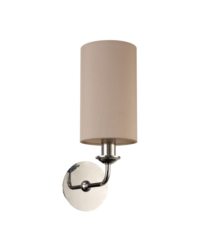 Banyan Switched Wall Lamp E14 Polished Chrome With 12cm Dual Faux Silk Shade Nude Beige/Moonlight-4