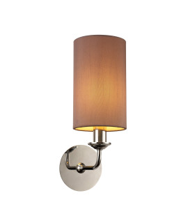 Banyan Switched Wall Lamp E14 Polished Chrome With 12cm Dual Faux Silk Shade Taupe/Halo Gold-1