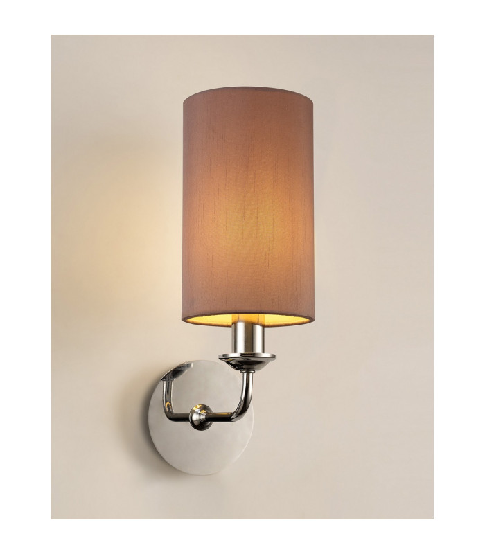 Banyan Switched Wall Lamp E14 Polished Chrome With 12cm Dual Faux Silk Shade Taupe/Halo Gold-2