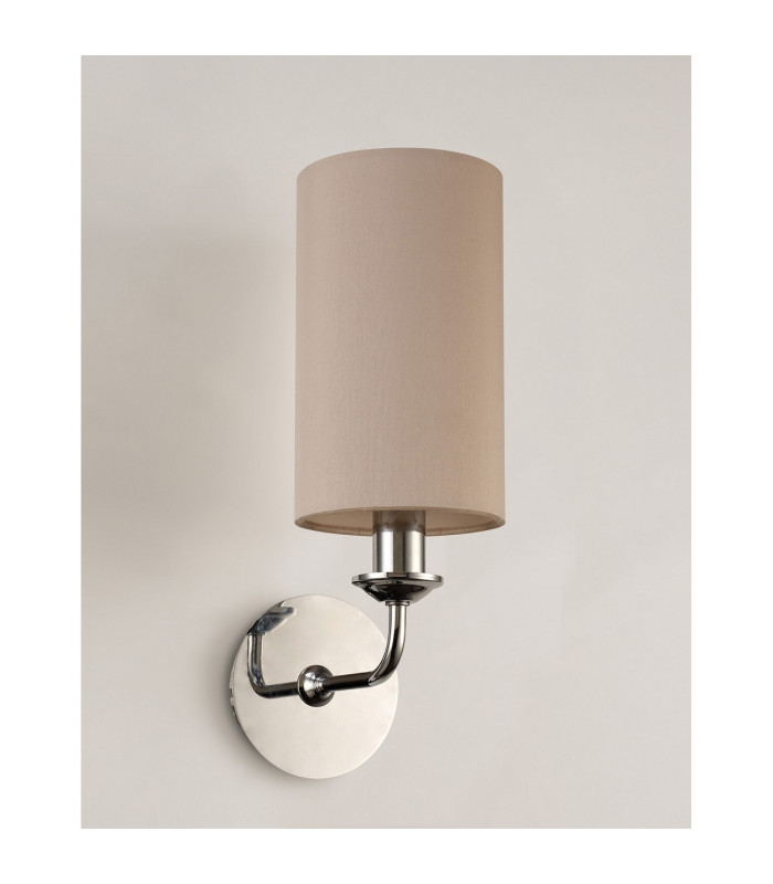 Banyan Switched Wall Lamp E14 Polished Chrome With 12cm Dual Faux Silk Shade Nude Beige/Moonlight-11