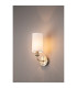 Banyan Switched Wall Lamp E14 Antique Brass With 12cm Faux Silk Shade White-2