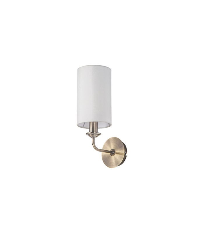 Banyan Switched Wall Lamp E14 Antique Brass With 12cm Faux Silk Shade White-4