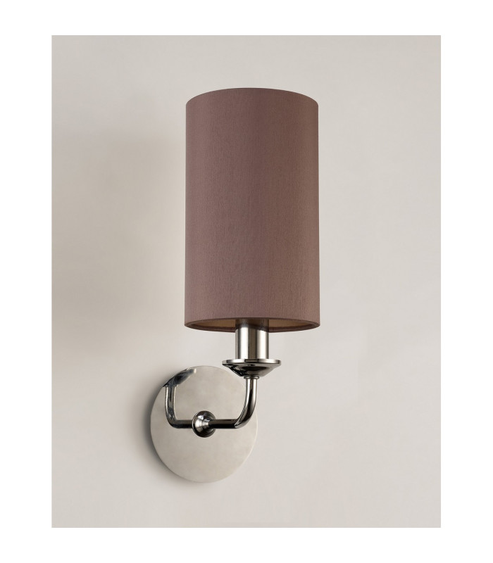 Banyan Switched Wall Lamp E14 Polished Chrome With 12cm Dual Faux Silk Shade Taupe/Halo Gold-11