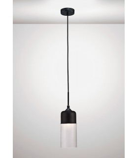 Tube Ceiling Pendant 1 Light E27 Black, Clear Glass - 2