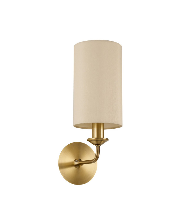 Banyan Switched Wall Lamp E14 Antique Brass With 12cm Faux Silk Shade Ivory Pearl/White Laminate-4