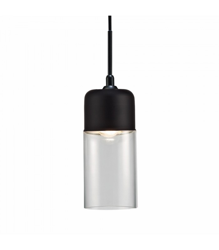Tube Ceiling Pendant 1 Light E27 Black, Clear Glass - 4