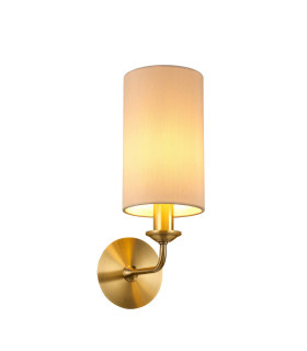 Banyan Switched Wall Lamp E14 Antique Brass With 12cm Dual Faux Silk Shade Nude Beige/Moonlight-1