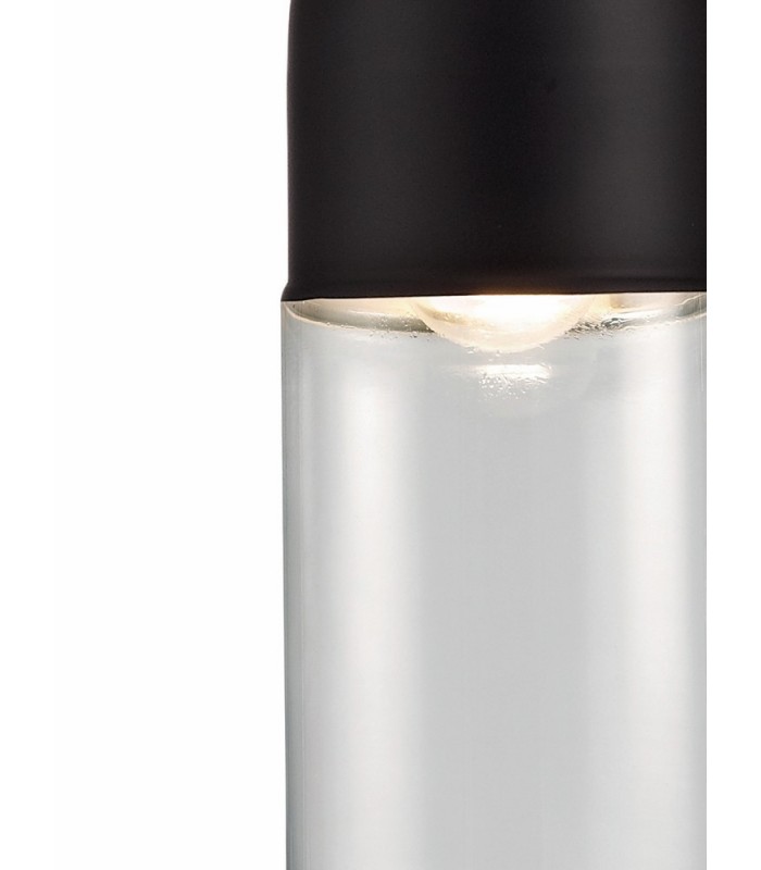 Tube Ceiling Pendant 1 Light E27 Black, Clear Glass - 5