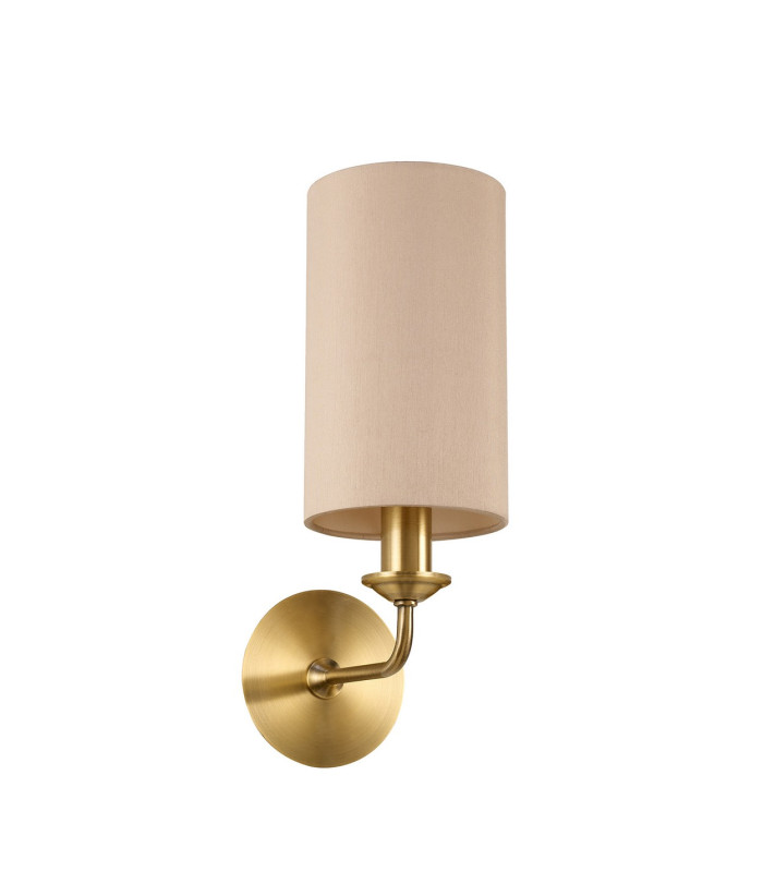 Banyan Switched Wall Lamp E14 Antique Brass With 12cm Dual Faux Silk Shade Nude Beige/Moonlight-4