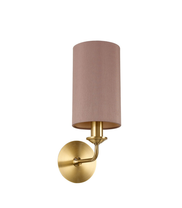 Banyan Switched Wall Lamp E14 Antique Brass With 12cm Dual Faux Silk Shade Taupe/Halo Gold-4