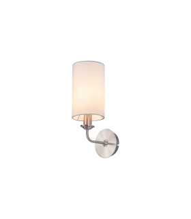 Banyan Switched Wall Lamp E14 Satin Nickel With 12cm Faux Silk Shade White-1