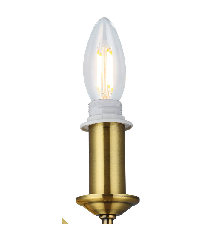 Banyan Switched Wall Lamp E14 Antique Brass With 12cm Dual Faux Silk Shade Taupe/Halo Gold-6