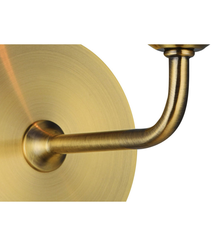Banyan Switched Wall Lamp E14 Antique Brass With 12cm Dual Faux Silk Shade Nude Beige/Moonlight-7