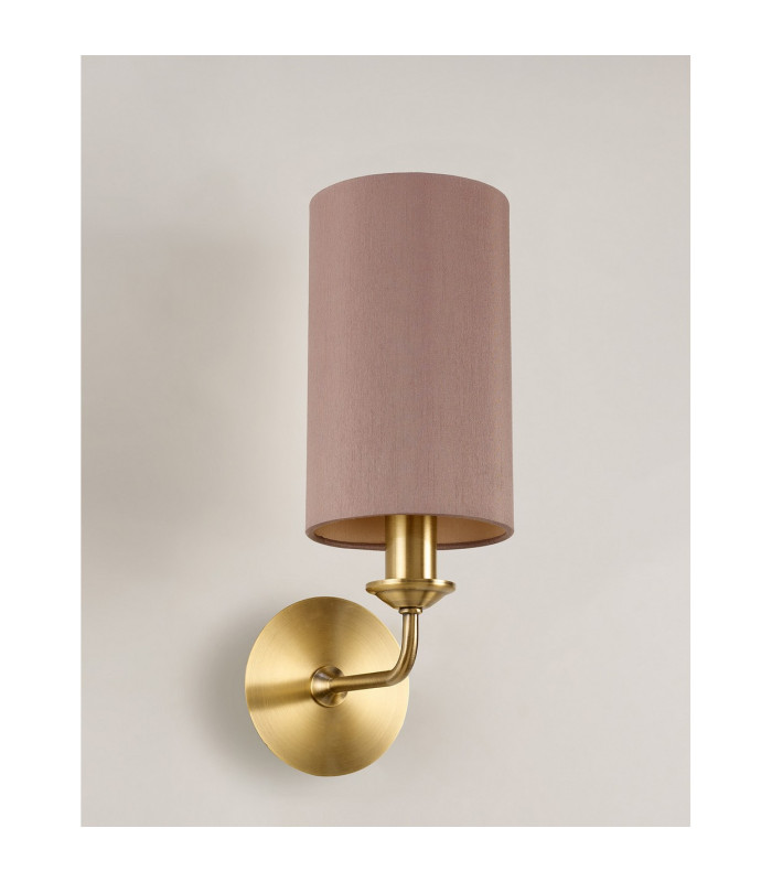 Banyan Switched Wall Lamp E14 Antique Brass With 12cm Dual Faux Silk Shade Taupe/Halo Gold-11