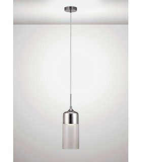 Tube Ceiling Pendant 1 Light E27 Polished Chrome, Clear Glass - 2