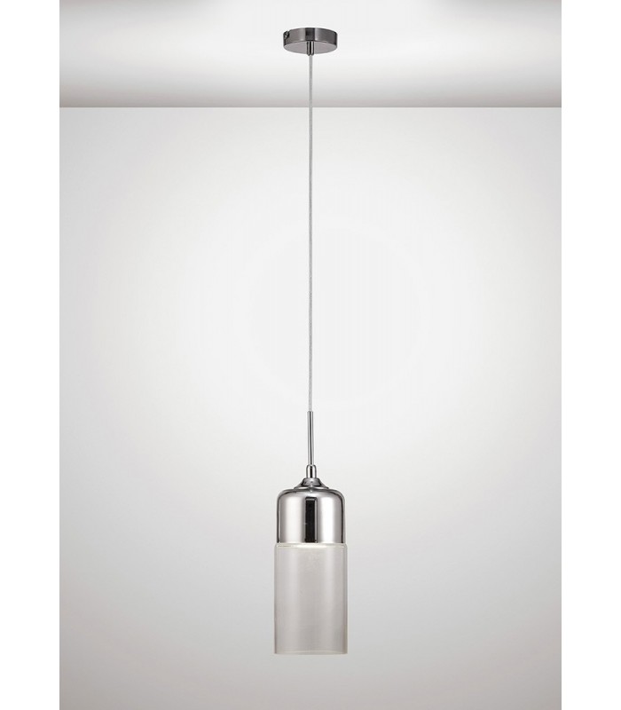 Tube Ceiling Pendant 1 Light E27 Polished Chrome, Clear Glass - 2