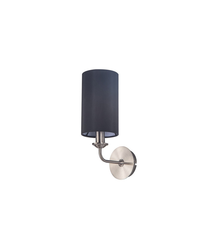 Banyan Switched Wall Lamp E14 Satin Nickel With 12cm Faux Silk Shade Black-4