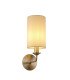 Banyan Switched Wall Lamp E14 Satin Nickel With 12cm Faux Silk Shade Ivory Pearl/White Laminate-1