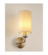 Banyan Switched Wall Lamp E14 Satin Nickel With 12cm Faux Silk Shade Ivory Pearl/White Laminate-2