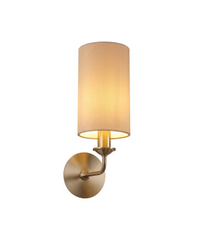 Banyan Switched Wall Lamp E14 Satin Nickel With 12cm Dual Faux Silk Shade Nude Beige/Moonlight-1