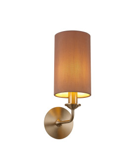 Banyan Switched Wall Lamp E14 Satin Nickel With 12cm Dual Faux Silk Shade Taupe/Halo Gold-1