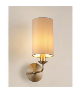 Banyan Switched Wall Lamp E14 Satin Nickel With 12cm Dual Faux Silk Shade Nude Beige/Moonlight-2