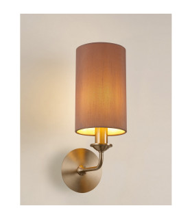 Banyan Switched Wall Lamp E14 Satin Nickel With 12cm Dual Faux Silk Shade Taupe/Halo Gold-2