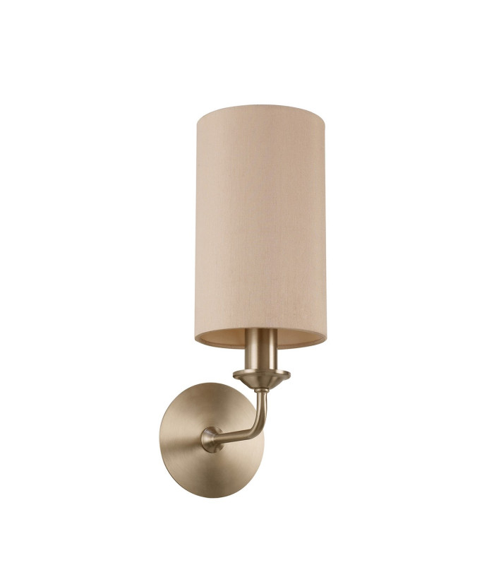 Banyan Switched Wall Lamp E14 Satin Nickel With 12cm Dual Faux Silk Shade Nude Beige/Moonlight-4
