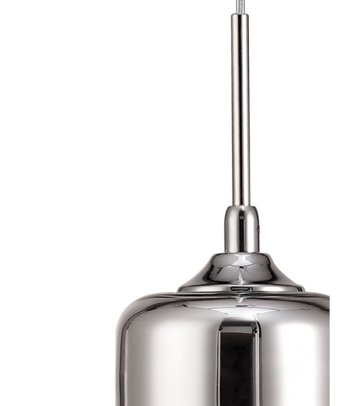 Tube Ceiling Pendant 1 Light E27 Polished Chrome, Clear Glass - 6