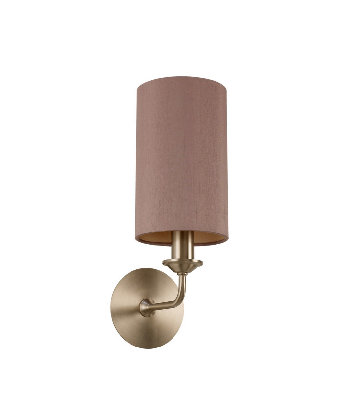 Banyan Switched Wall Lamp E14 Satin Nickel With 12cm Dual Faux Silk Shade Taupe/Halo Gold-4