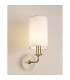 Banyan Switched Wall Lamp With 12cm x 20cm Faux Silk Fabric Shade Champagne Gold/White-2