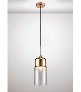 Tube Ceiling Pendant 1 Light E27 Bronze, Clear Glass - 2