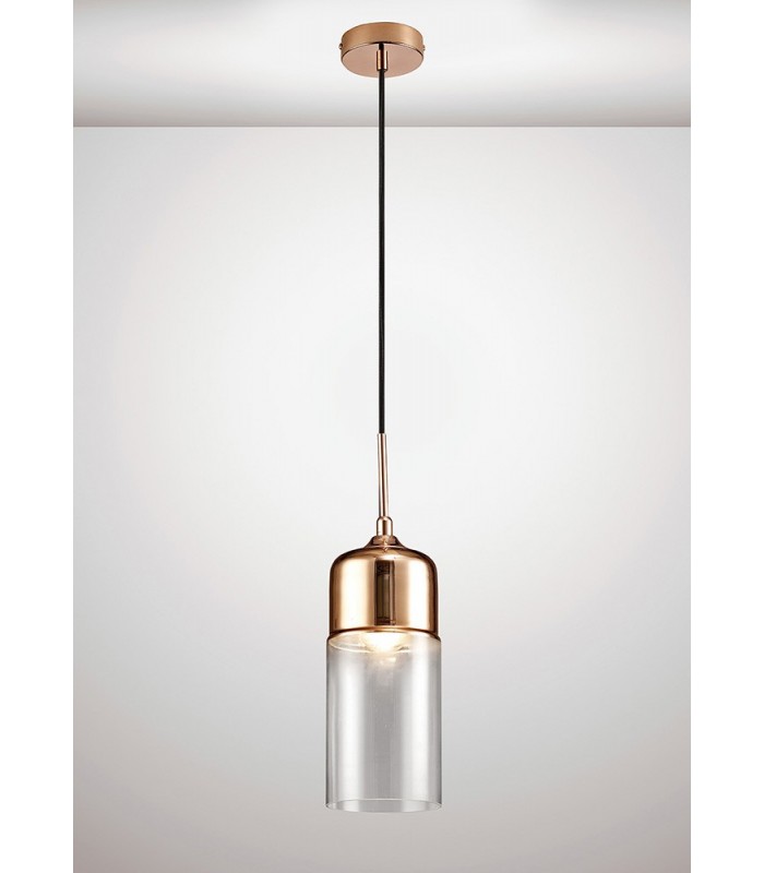 Tube Ceiling Pendant 1 Light E27 Bronze, Clear Glass - 2