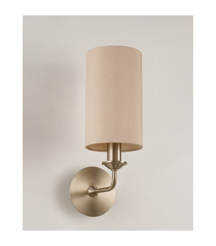 Banyan Switched Wall Lamp E14 Satin Nickel With 12cm Dual Faux Silk Shade Nude Beige/Moonlight-11