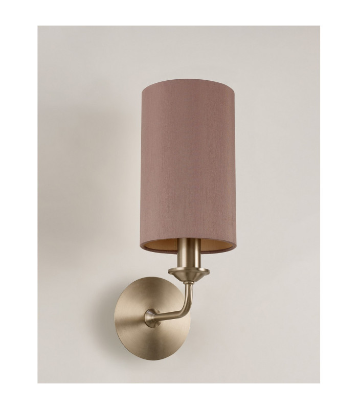Banyan Switched Wall Lamp E14 Satin Nickel With 12cm Dual Faux Silk Shade Taupe/Halo Gold-11