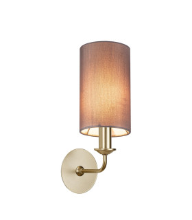 Banyan Switched Wall Lamp With 12cm x 20cm Faux Silk Fabric Shade Champagne Gold/Grey-1