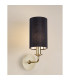 Banyan Switched Wall Lamp With 12cm x 20cm Faux Silk Fabric Shade Champagne Gold/Black-2