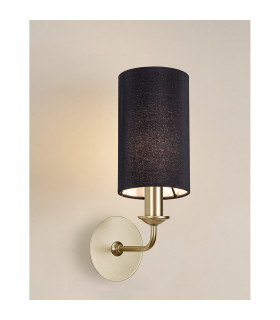 Banyan Switched Wall Lamp With 12cm x 20cm Faux Silk Fabric Shade Champagne Gold/Black-2