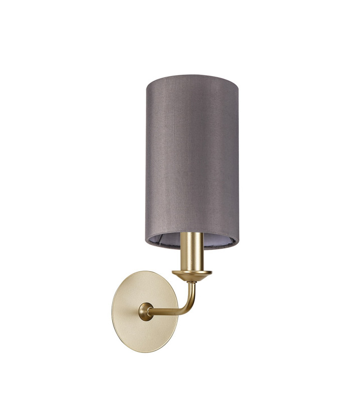 Banyan Switched Wall Lamp With 12cm x 20cm Faux Silk Fabric Shade Champagne Gold/Grey-4