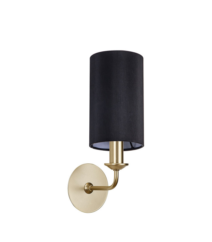 Banyan Switched Wall Lamp With 12cm x 20cm Faux Silk Fabric Shade Champagne Gold/Black-4