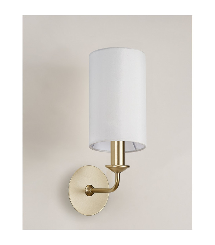 Banyan Switched Wall Lamp With 12cm x 20cm Faux Silk Fabric Shade Champagne Gold/White-11