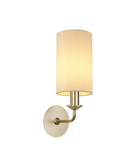 Banyan Switched Wall Lamp With 12cm x 20cm Faux Silk Fabric Shade Champagne Gold/Ivory Pearl-1