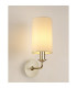 Banyan Switched Wall Lamp With 12cm x 20cm Faux Silk Fabric Shade Champagne Gold/Ivory Pearl-2