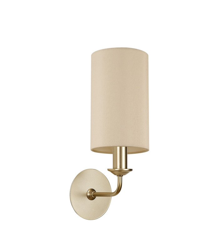 Banyan Switched Wall Lamp With 12cm x 20cm Faux Silk Fabric Shade Champagne Gold/Ivory Pearl-4