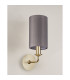Banyan Switched Wall Lamp With 12cm x 20cm Faux Silk Fabric Shade Champagne Gold/Grey-11