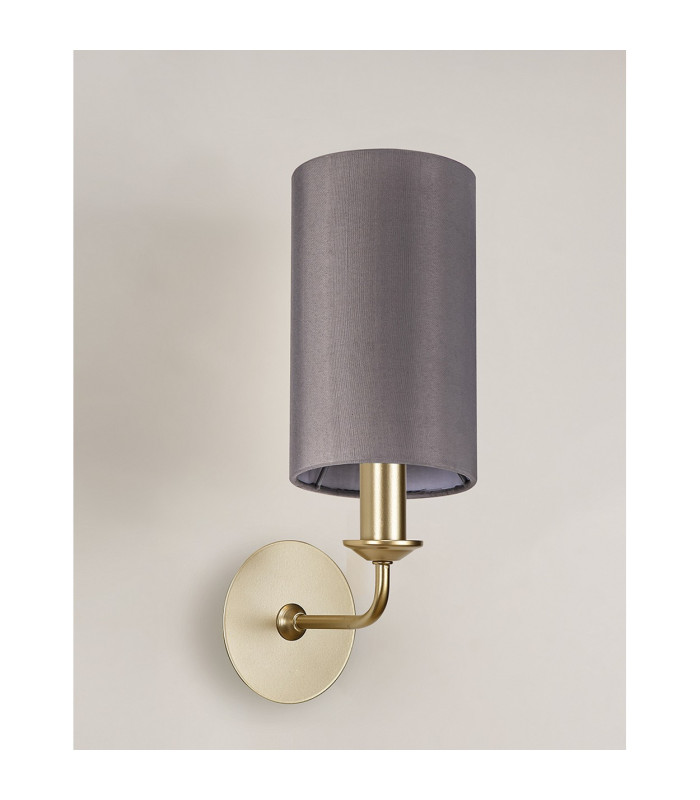 Banyan Switched Wall Lamp With 12cm x 20cm Faux Silk Fabric Shade Champagne Gold/Grey-11