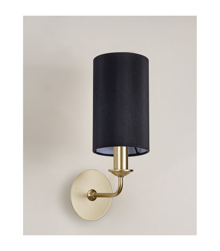 Banyan Switched Wall Lamp With 12cm x 20cm Faux Silk Fabric Shade Champagne Gold/Black-11