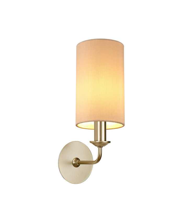 Banyan Switched Wall Lamp With 12cm x 20cm Dual Faux Silk Fabric Shade Champagne Gold/Nude Beige-1